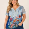 BAGV2606-01 Blue floral print top Bagoraz