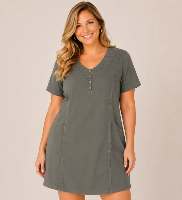 BAGV2607-01 Bagoraz plus size linen cotton dress khaki