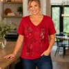 BAGV2610-01-front-upperbody Bagoraz red printed cotton t-shirt