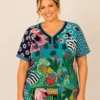 BAGV2611-01-front-upperbody Bagoraz multicolour printed V-neck top