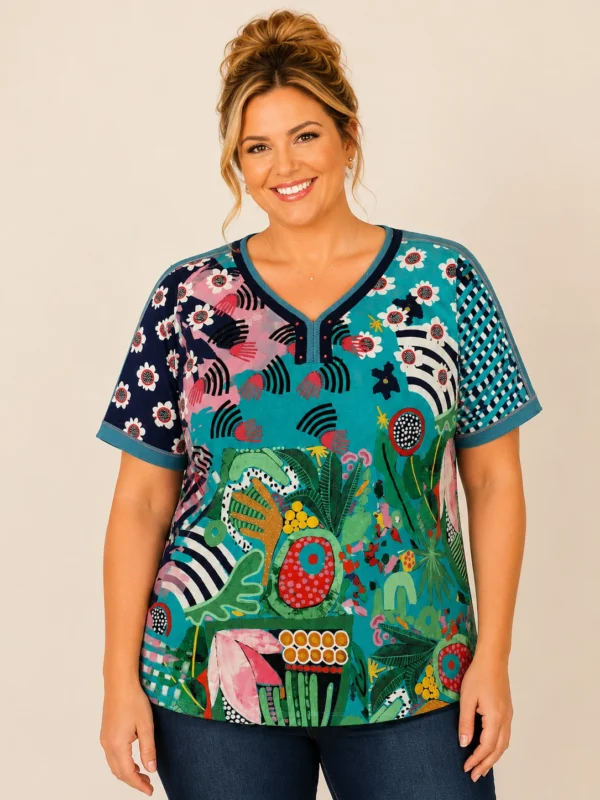 Bagoraz multicolour printed V-neck top