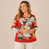 BAGV2615-01-upperbody Plus size cotton top with abstract print by Bagoraz