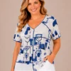 BAGV2616-01-front-upperbody Blue Abstract Cotton T-Shirt Plus Size