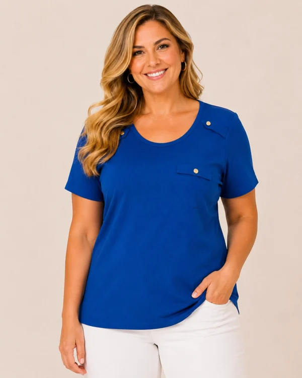 BAGV2617-01-upperbody Bagoraz plus size blue cotton blouse