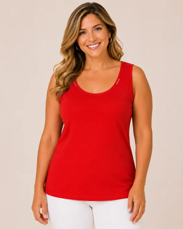 BAGV2618-01-upperbody Bagoraz plus size red cotton top