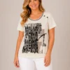 BAGV2619-01-front-upperbody Bagoraz beige plus size cotton top with abstract print