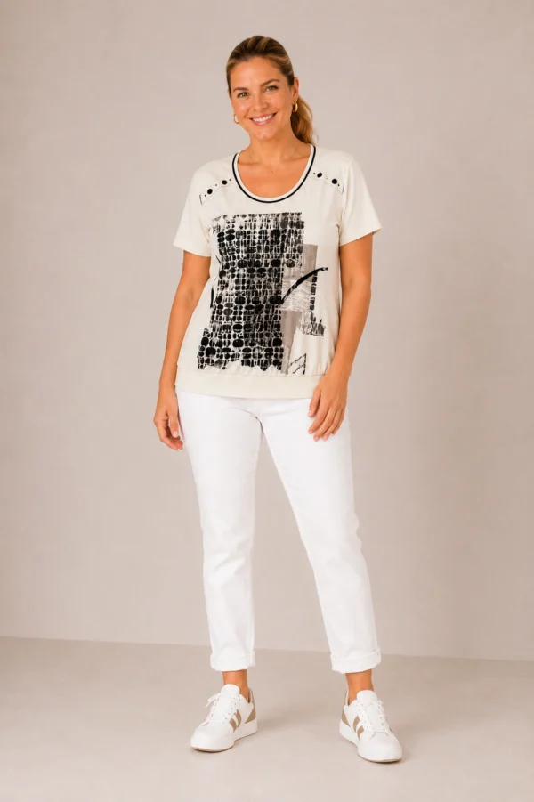 BAGV2619-03-full-body Bagoraz beige plus size cotton top with abstract print