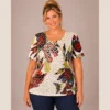 BAGV2625-01-front-upperbody Bagoraz Printed Cotton Plus Size Top with Colourful Botanical Print