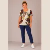 BAGV2625-03-full-body Bagoraz Printed Cotton Plus Size Top with Colourful Botanical Print