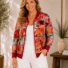 BAGV2627-01-upperbody Bagoraz plus size floral zip jacket in 100 cotton