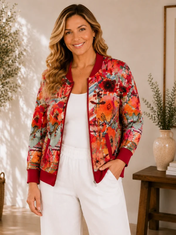 Bagoraz plus size floral zip jacket in 100 cotton