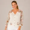 BAGV2628-01-front-upperbody Bagoraz beige plus size floral knit cardigan