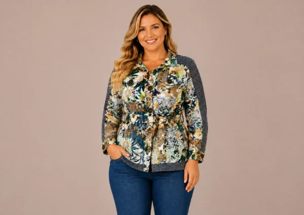 BAGV2629-01-front Bagoraz plus size printed belted jacket