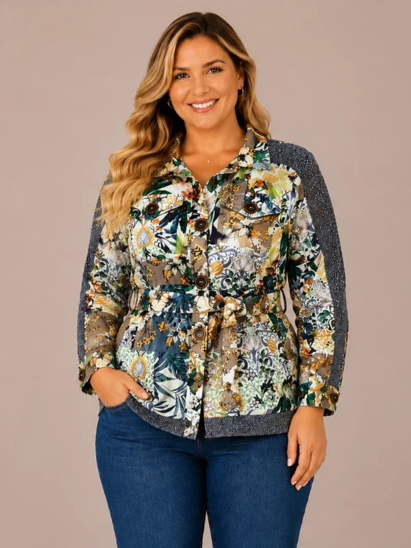 Bagoraz plus size printed belted jacket