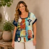 BAGV2634-01-upperbody Bagoraz plus size abstract print navy top