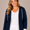 BAGV2635-01-front-upperbody Bagoraz plus size navy hooded zip jacket