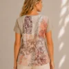 KAV26146-02-back Kalisson floral patchwork cotton viscose top in beige and coral tones