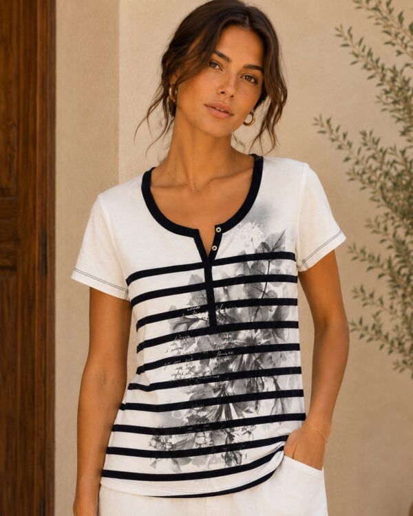 KAV26150-01-front Kalisson navy stripe floral print cotton top
