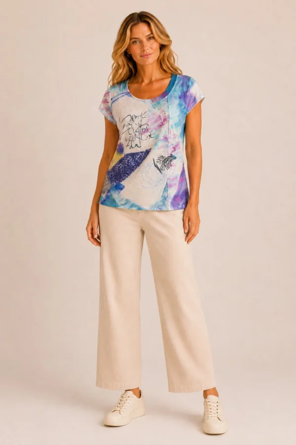 KAV26153-03-full-body Kalisson abstract print cotton T-shirt in multicolour design.