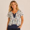 KAV26162-01-front Kalisson abstract print cotton top navy
