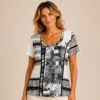 KAV26166-01-front-upperbody Kalisson abstract print cotton top black and white