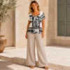 KAV26166-04-lifestyle Kalisson abstract print cotton top black and white