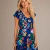 Kalisson Navy Multicolour Viscose Dress