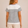 Kalisson navy and white striped cotton top.