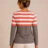 Kalisson coral stripe cotton top with artistic print