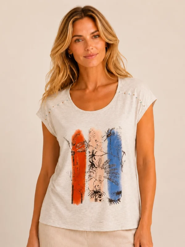 Kalisson cotton printed t-shirt with artistic front print