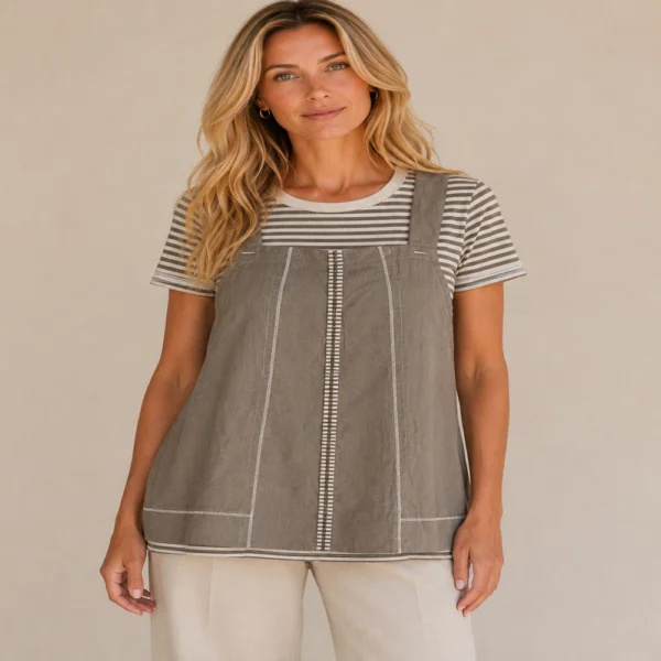 Kalisson Cotton Layered Tunic Beige