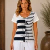 Kalisson navy stripe cotton top in 100 percent cotton