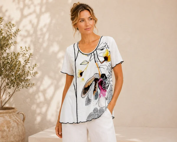 KAV2627-01-upperbody-M2 Kalisson white abstract floral cotton top