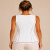 KAV2640-02-back Kalisson white sleeveless cotton top with contrast stitch detail