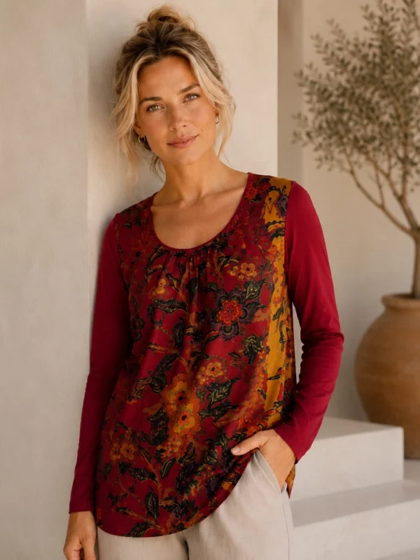 Kalisson Floral Print Long Sleeve Top