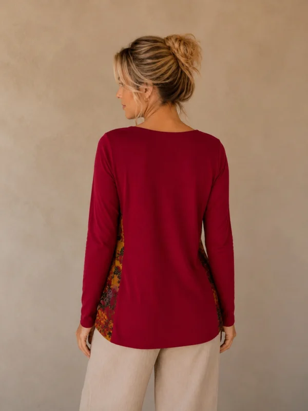 KAV2642-02-back Kalisson Floral Print Long Sleeve Top