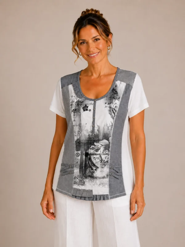 Kalisson grey print cotton top