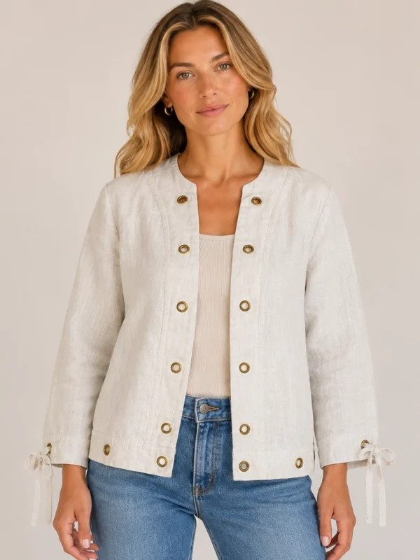 KAV2662-01 Kalisson linen cotton jacket beige