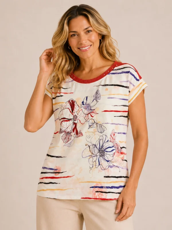 Printed Viscose Top multicolour floral print by Kalisson