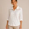KAV26671-01 Kalisson white linen shirt for women