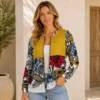KAV267-01-front Kalisson floral zip jacket with yellow panel