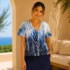 KAV2678-01 Kalisson blue print cotton top and skirt set
