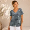 KAV2680-01-front Kalisson Grey Print Cotton Top