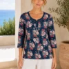 KAV2682-01-front Kalisson floral print top navy