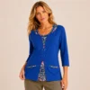 KAV2685-01-front-34 Kalisson blue floral cotton tunic