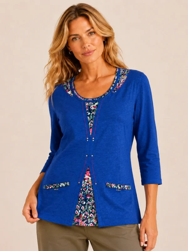 Kalisson blue floral cotton tunic