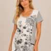 Kav26110-01-front-upperbody Kalisson artistic print long sleeve cotton top with floral illustration