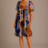 Kav2626-01-front Kalisson Colourful Abstract Print Dress