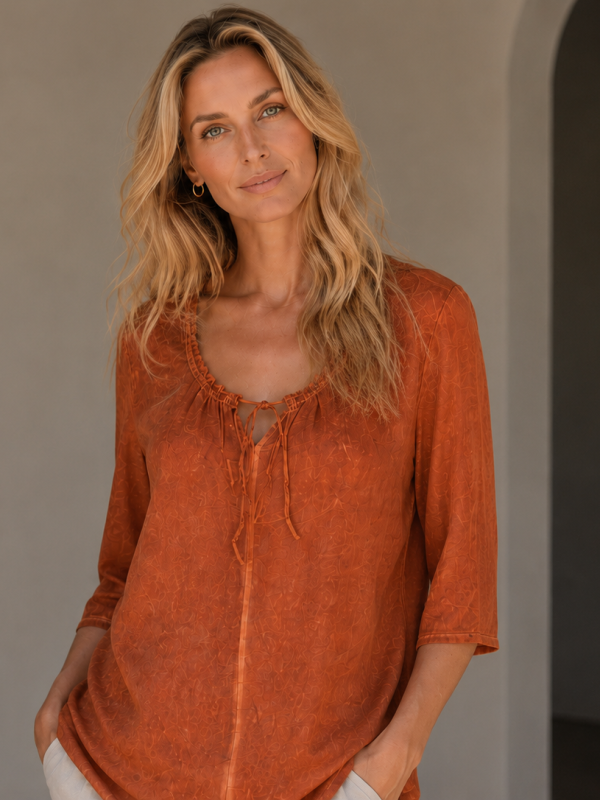 Kalisson Rust Viscose Tunic Top