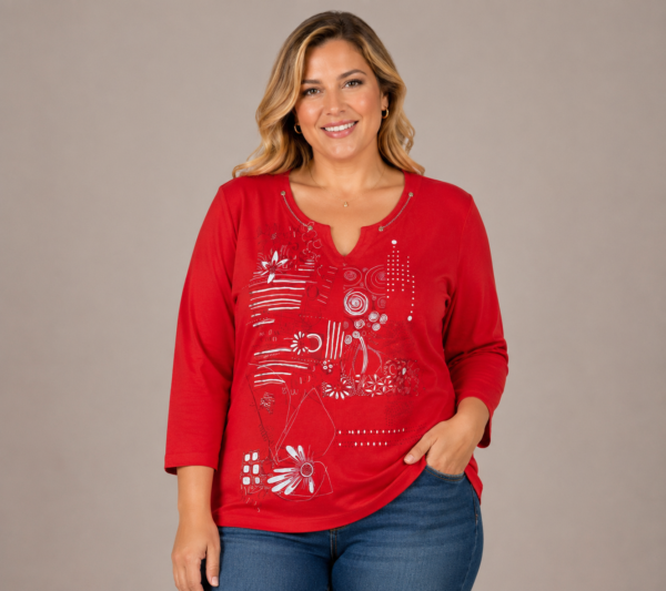 image(197) Red printed plus size top